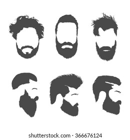  Hair and beards, vector set
