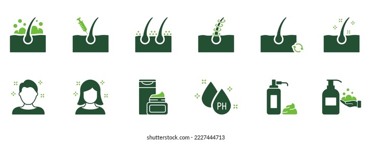 Hair Beauty Care Silhouette Icons. Treatment and Problem of Hair. Hair Care and Loss Problem. Cosmetic Products for Hairstyle Color Icons. Isolated Vector Illustration.