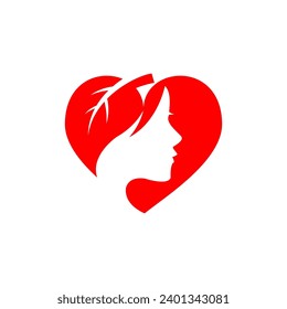 Hair Beauty love woman vector logo design