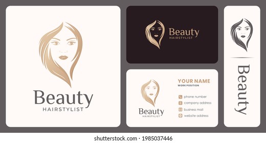 hair beauty woman logo design for makeover, hairdresser, salon.