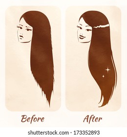 Hair before and after.