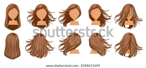 Hair Blown Women Set Wide View Stock Image Download Now