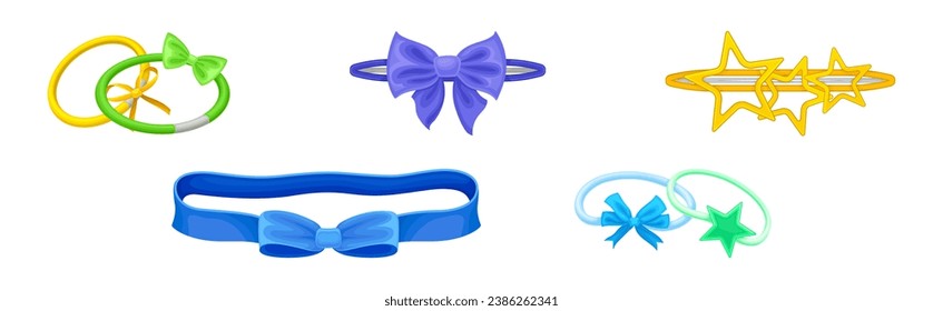 Hair Bobble and Elastic Hair Tie Accessory Vector Set