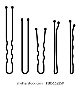Hair Bobby Pins. Vector flat outline icon illustration isolated on white background.