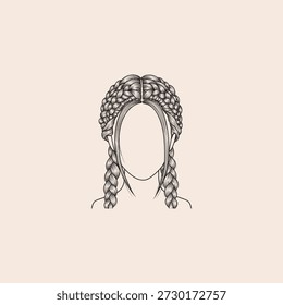 Diseño de Vector plano de icono trenzado de pelo.