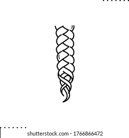 hair braided  vector icon in outlines 