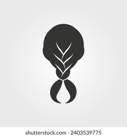 Icono de trenzado de pelo - Ilustración de vectores simple