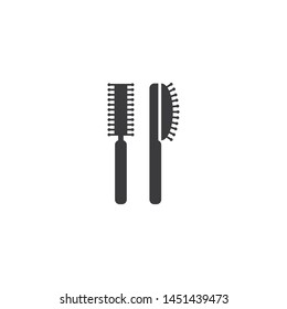 Hair brush black isolated vector icon set. Hairbrush glyph silhouette symbols.