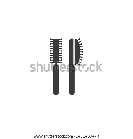Hair brush black isolated vector icon set. Hairbrush glyph silhouette symbols.