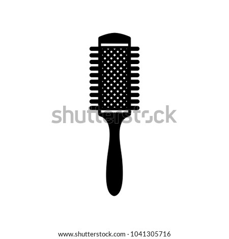 hair brush  black vector icon. Flat design style
