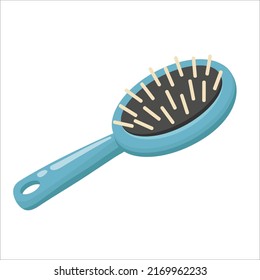 hair brush or comb flat icon isolated on white