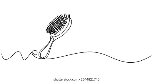 hair brush continuous one line drawing, Hair Brush Hand Drawn Icon, Doodle Style Vector Illustration, Hair Brush with Bristles, Hair comb, pro Styler Silhouette - Cut Out Vector Icon, minimalist.
