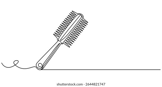 hair brush continuous one line drawing, Hair Brush Hand Drawn Icon, Doodle Style Vector Illustration, Hair Brush with Bristles, Hair comb, pro Styler Silhouette - Cut Out Vector Icon, minimalist.