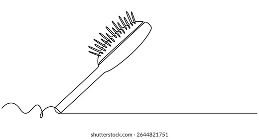 Escova de cabelo desenho contínuo de uma linha, Escova de cabelo ícone desenhado à mão, Estilo Doodle Ilustração Vetor, Escova de cabelo com cerdas, Pente de cabelo, pro Styler Silhueta - Recortar ícone vetor, minimalista.