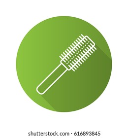 Hair brush flat linear long shadow icon. Vector line symbol