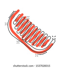 Hair brush icon in comic style. Comb accessory vector cartoon illustration pictogram splash effect.