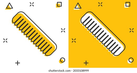 Hair brush icon in comic style. Comb accessory vector cartoon illustration pictogram. Hairbrush business concept splash effect.