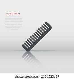 Hair brush icon in flat style. Comb accessory vector illustration on white isolated background. Hairbrush business concept.