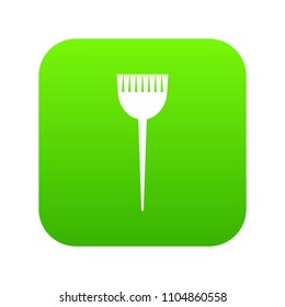 Hair brush icon green vector isolated on white background
