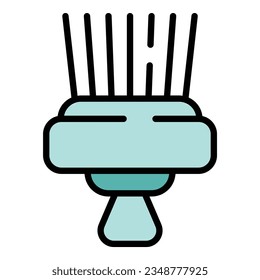 Hair brush icon outline vector. Woman haircut. Comb care color flat