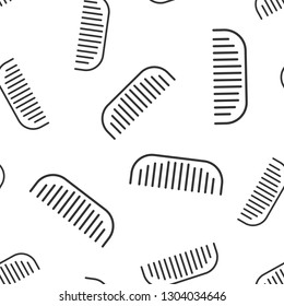 Hair brush icon seamless pattern background. Comb accessory vector illustration. Hairbrush symbol pattern.