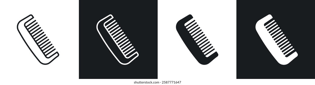 Hair brush icon set black and white colors. Graphic Vector icons pack