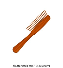 Icono de pincel de pelo. Peine de madera con mango para estilizar y desenredar el pelo. Equipamiento para peluquería. Herramienta de accesorio de barbero. Concepto de belleza. Ilustración vectorial aislada.