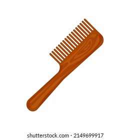 Icono de pincel de pelo. Peine de madera con mango para estilizar y desenredar el pelo. Equipamiento para peluquería. Herramienta de accesorio de barbero. Concepto de belleza. Ilustración vectorial aislada.