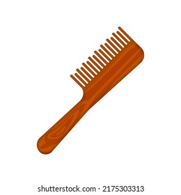 Icono de pincel de pelo. Peine de madera con mango para estilizar y desenredar el pelo. Equipamiento para peluquería. Herramienta de accesorio de barbero. Concepto de belleza. Ilustración vectorial aislada.