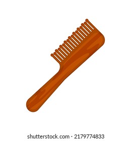 Icono de pincel de pelo. Peine de madera con mango para estilizar y desenredar el pelo. Equipamiento para peluquería. Herramienta de accesorio de barbero. Concepto de belleza. Ilustración vectorial aislada.