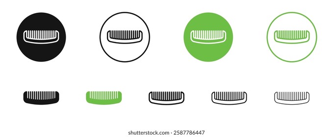 Hair brush icons in black and green colors collection