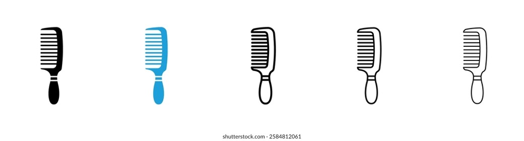 Hair brush icons collection vectors in black and blue