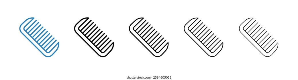 Hair brush icons in five different stroke sizes