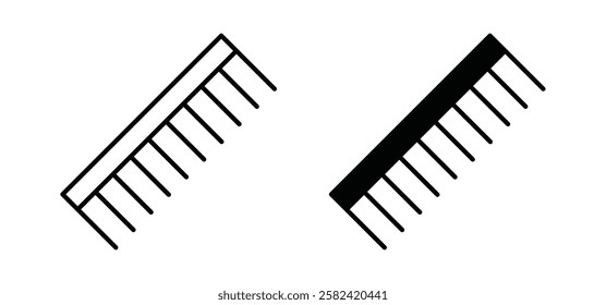 Hair brush icons pack vectors in black flat and strokes