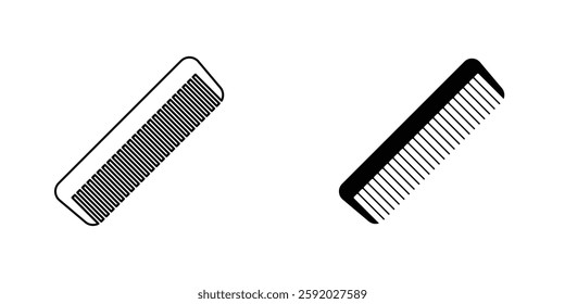 Hair brush icons. stroke line and black solid icons