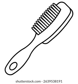 Hair brush line art icon on white background.