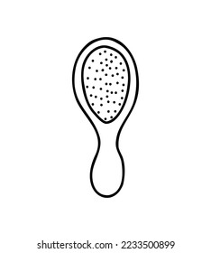 Hair brush linear hand drawn doodle sketch. Vector illustration isolated on white background. 