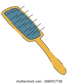 Hair brush, massage comb flat vector isolated
