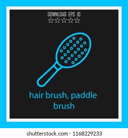 hair brush, paddle vector icon