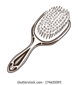 Hair brush. Sketch isolated on white . Eps 10 vector illustration