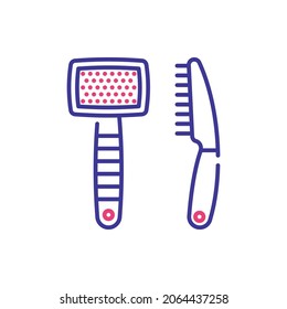 Hair Brush Vector 2 colours Icon Design illustration. Veterinary Symbol on White background EPS 10 File