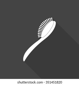 hair brush vector icon with long shadow