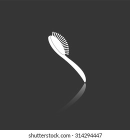 hair brush vector icon with mirror reflection