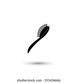 Hair brush vector icon with round  shadow