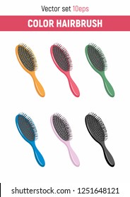 Hair brush vector set. Hairdresser's tool illustration.