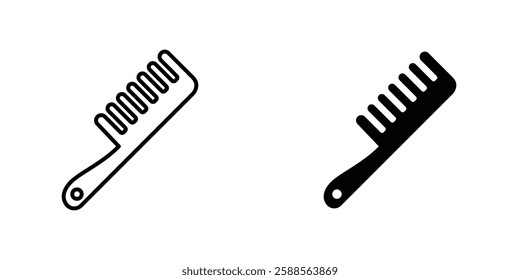 Hair brush vectors icons set in filled and strokes on white background