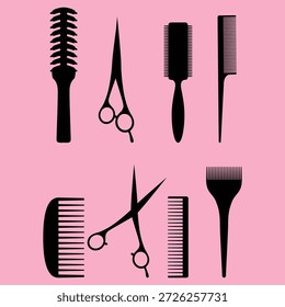Escovas de cabelo, pentes de cabelo de plástico, tesoura, Plástico, cuidado de cabelo de metal ou acessórios de salão penteado, Conjunto de equipamentos para um cabeleireiro