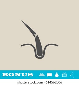Hair bulb icon flat. Grey pictogram on light background. Vector illustration symbol and bonus button real estate, ottoman, vase, tv, fishing rod