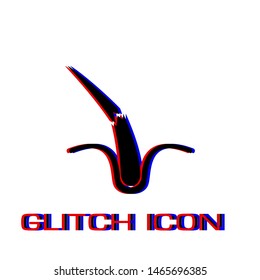 Hair bulb icon flat. Simple pictogram - Glitch effect. Vector illustration symbol