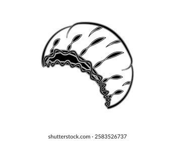 Hair cap icon illustration design, nurse cap, hair cover, to protect hair from falling and contaminating other media, black and white realistic icon vector isolated on white background